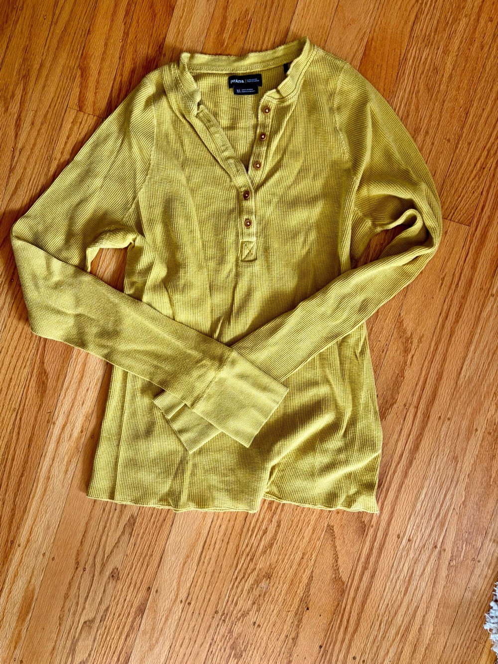 Prana Women's Mustard Yellow Henley Thermal Top